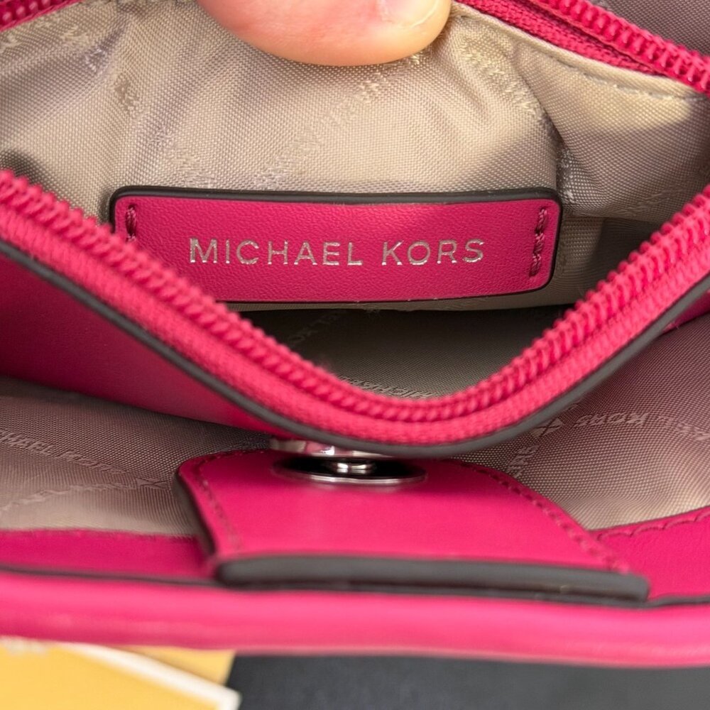 Michael Kors Straw Tote Bag Pink Gradient With Shoulder Strap - Picture 9 of 10